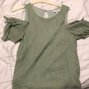 Light green peep shoulder top